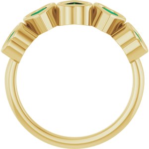 14K Yellow Gold Heart 4 X 4 Mm Polished Lab-Grown Emerald Bezel Set Ring Size 7