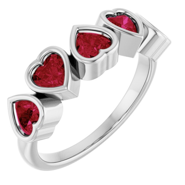 14K Yellow Gold Or Sterling Silver Heart 4 X 4 Mm Polished Natural Mozambique Garnet Bezel Set Ring, Size 7
