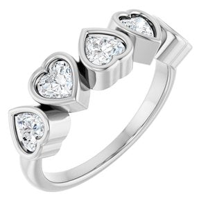 14K White Gold Heart 4 X 4 Mm Polished 1 1/8 Ctw Lab-Grown Diamond Bezel Set Ring Size 7