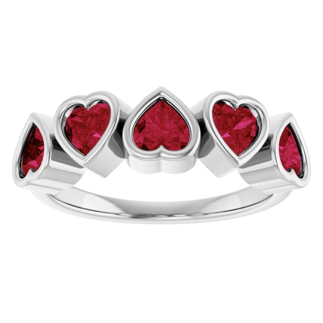 14K Yellow Gold Or Sterling Silver Heart 4 X 4 Mm Polished Natural Mozambique Garnet Bezel Set Ring, Size 7
