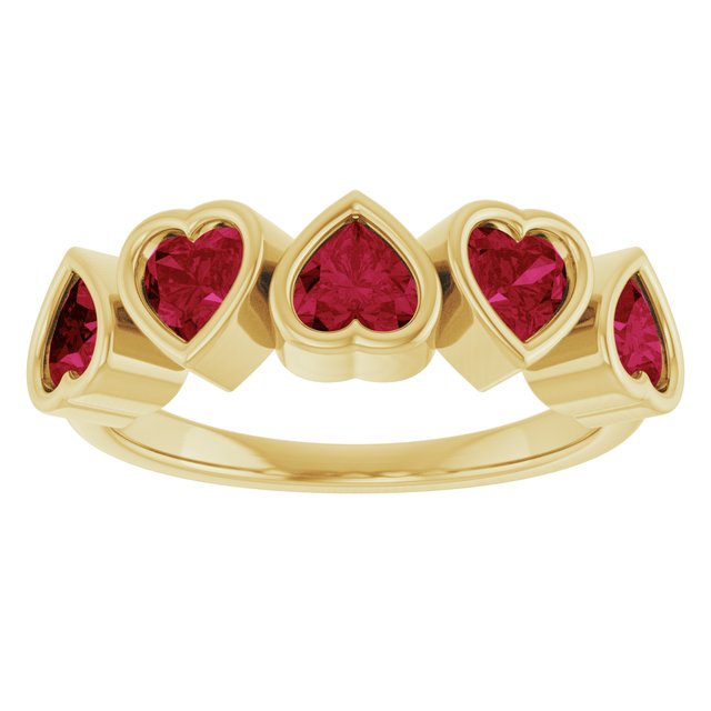 14K Yellow Gold Or Sterling Silver Heart 4 X 4 Mm Polished Natural Mozambique Garnet Bezel Set Ring, Size 7