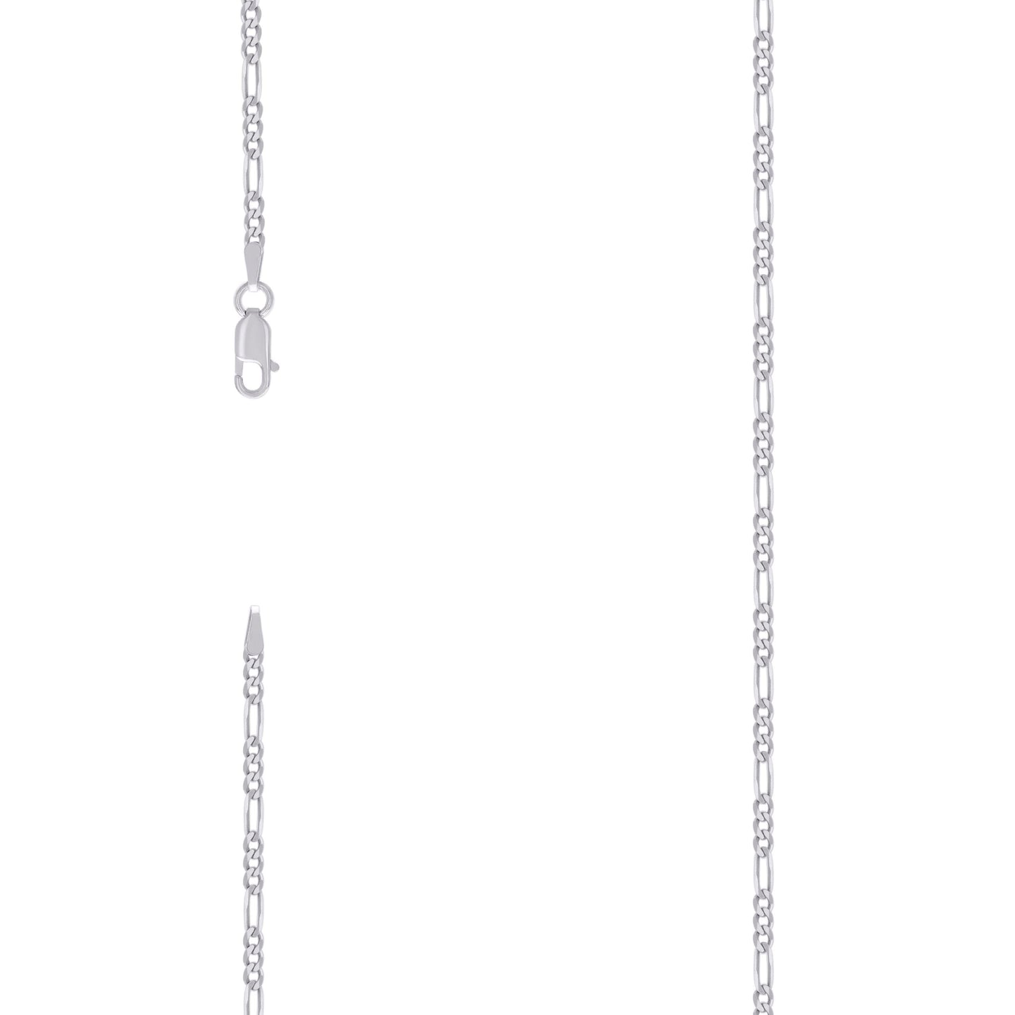 Sterling Silver Rhodium Plated Super Flat Figaro Chain