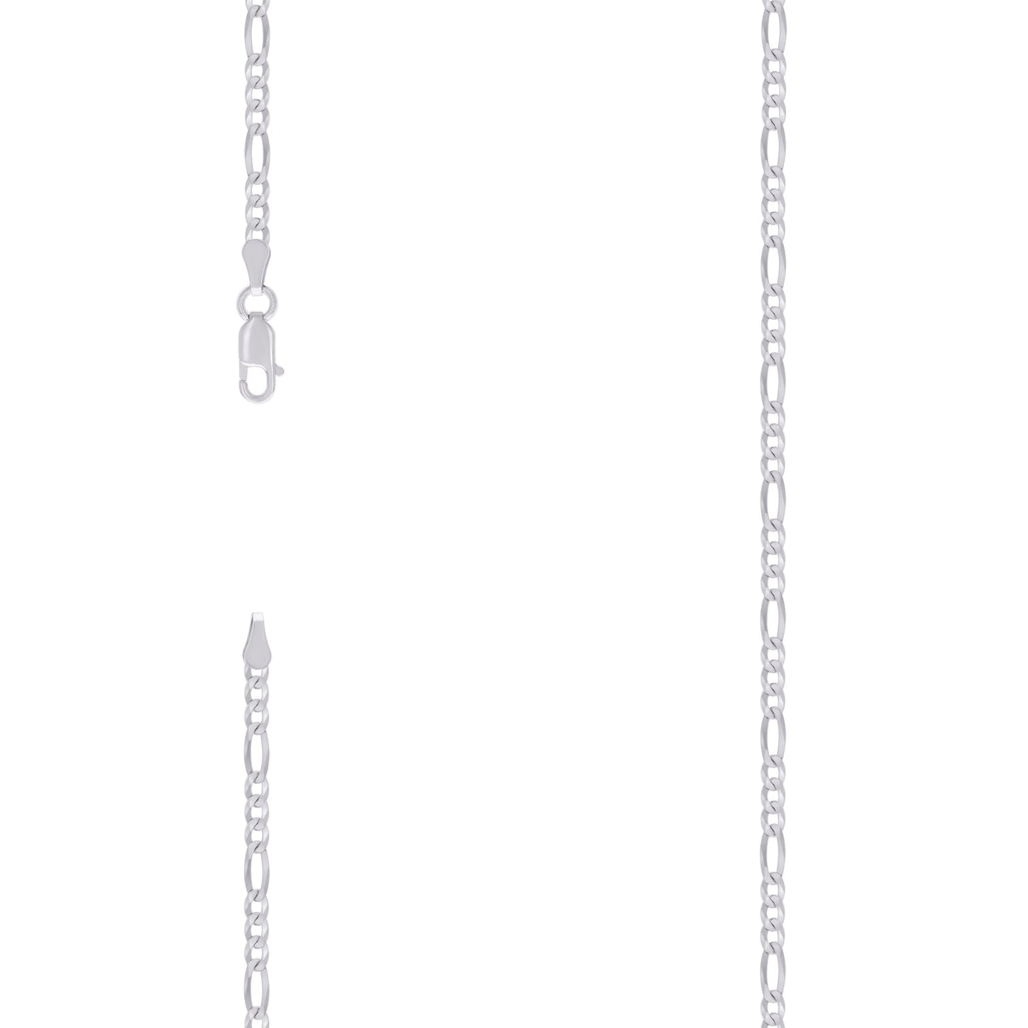 Sterling Silver Rhodium Plated Super Flat Figaro Chain