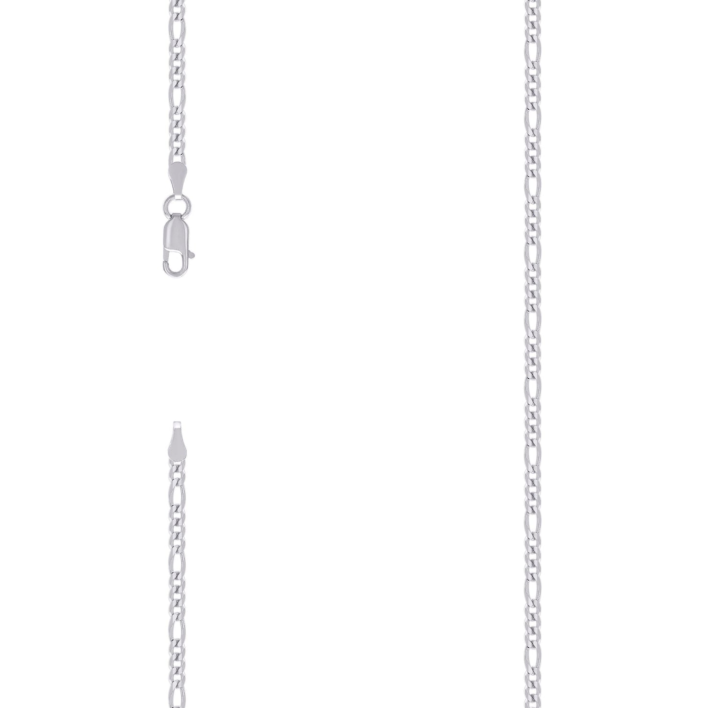 Sterling Silver Rhodium Plated Super Flat Figaro Chain