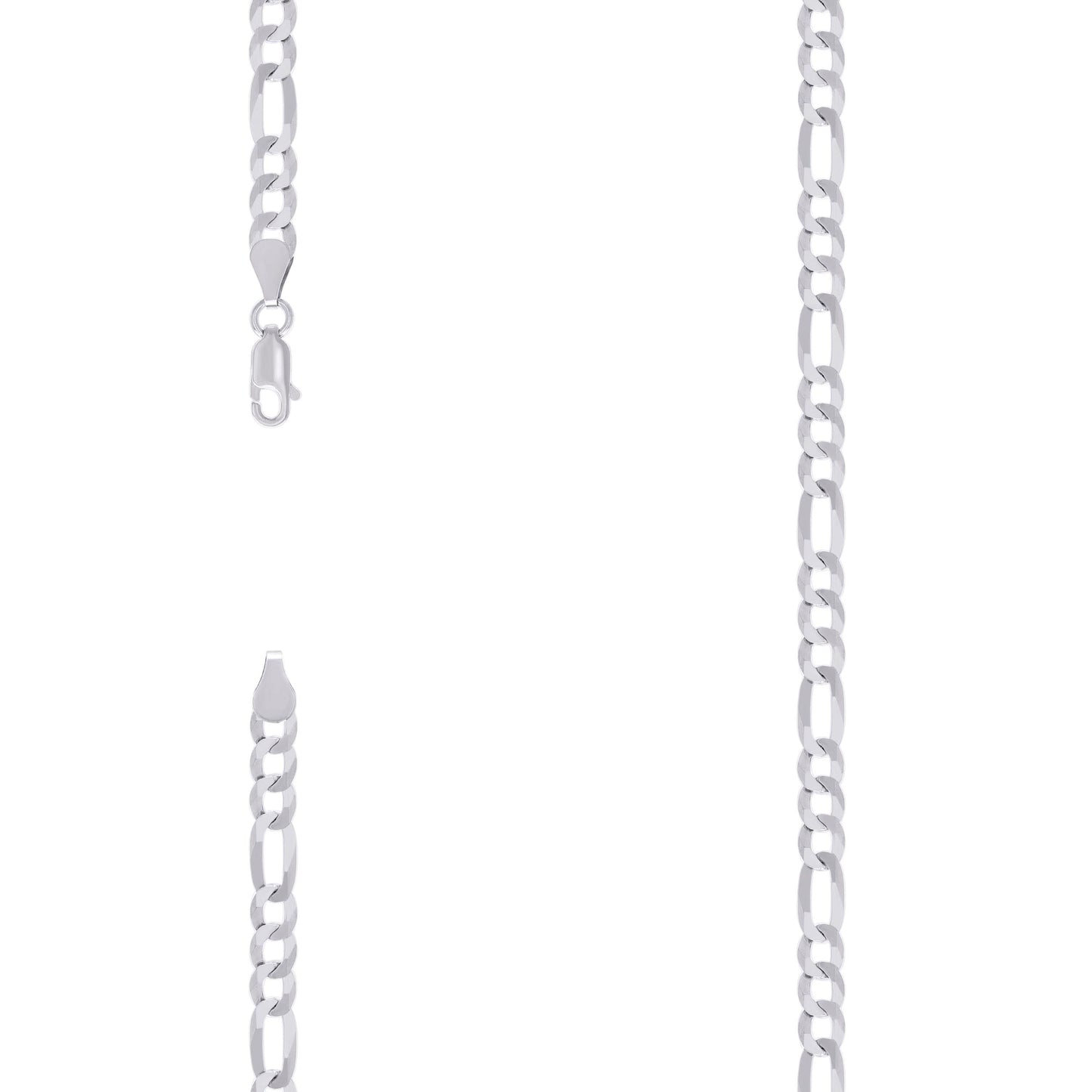 Sterling Silver Rhodium Plated Super Flat Figaro Chain