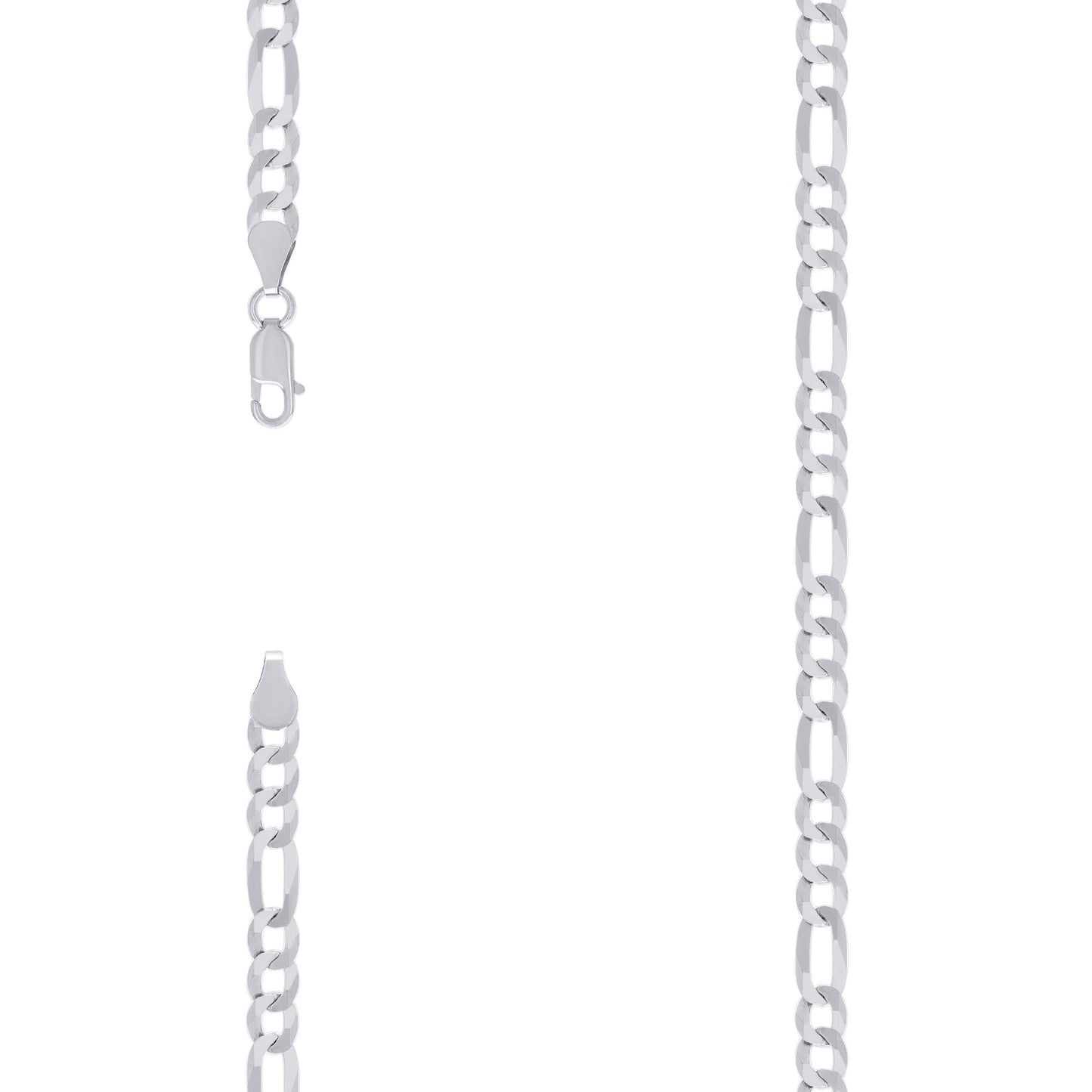 Sterling Silver Rhodium Plated Super Flat Figaro Chain