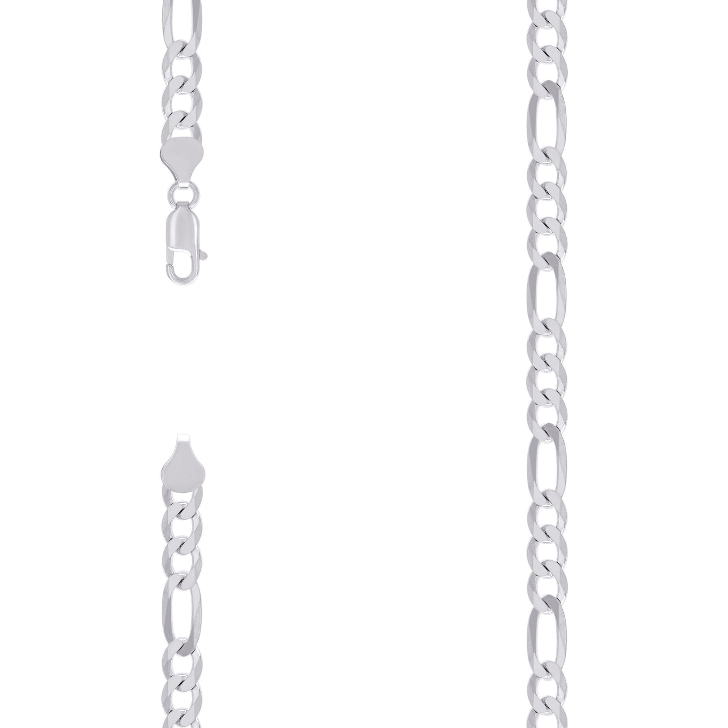 Sterling Silver Rhodium Plated Super Flat Figaro Chain