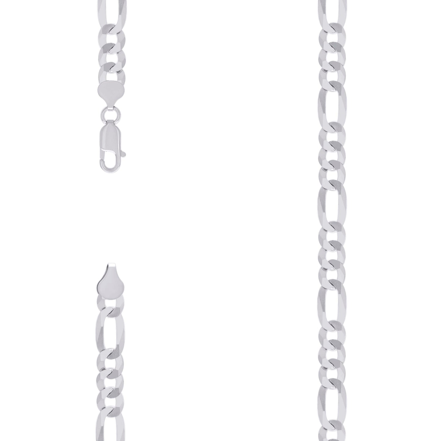 Sterling Silver Rhodium Plated Super Flat Figaro Chain