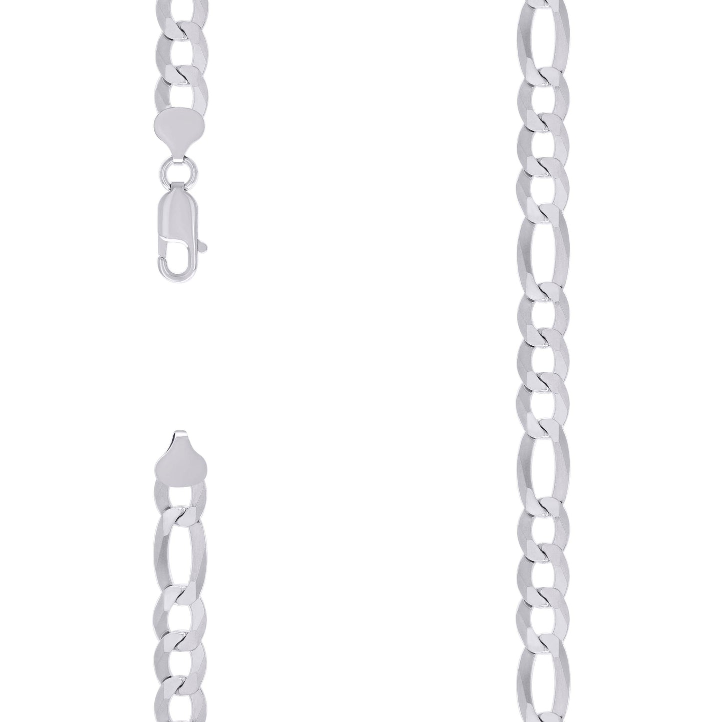 Sterling Silver Rhodium Plated Super Flat Figaro Chain