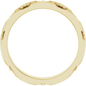 14K Yellow Gold 3.5 Mm Polished Art Deco Patterned Band Size 7