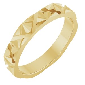 14K Yellow Gold 3.5 Mm Polished Art Deco Patterned Band Size 7
