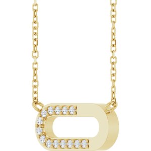 14K Yellow Gold Round 1.2Mm G-H I1 1/10 Ctw Natural Diamond Paperclip-Style Necklace, Length: 18 In