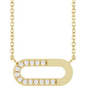 14K Yellow Gold Round 1.2Mm G-H I1 1/10 Ctw Natural Diamond Paperclip-Style Necklace, Length: 18 In