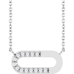 14K White Gold Round 1.2Mm G-H I1 1/10 Ctw Natural Diamond Paperclip-Style Necklace, Length: 18 In