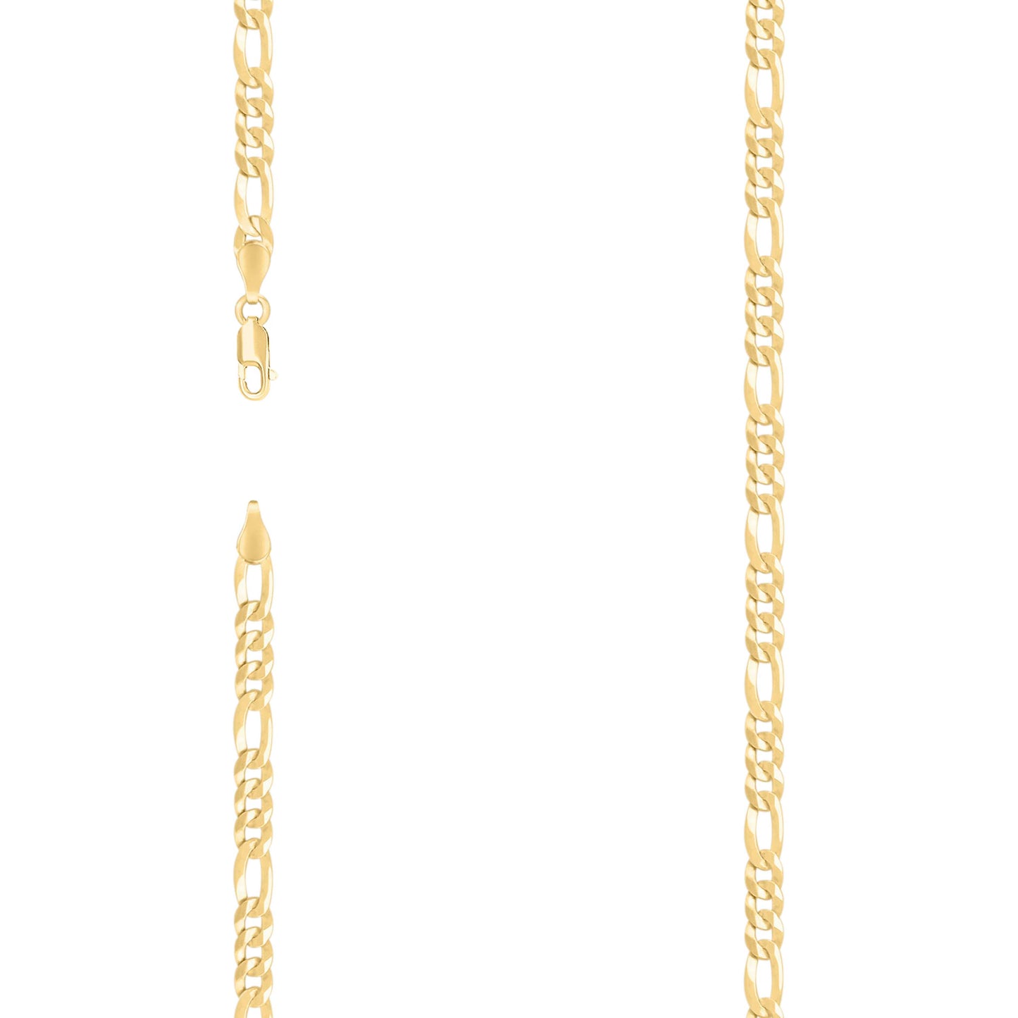 Sterling Silver Yellow-Tone Super Flat Figaro Chain