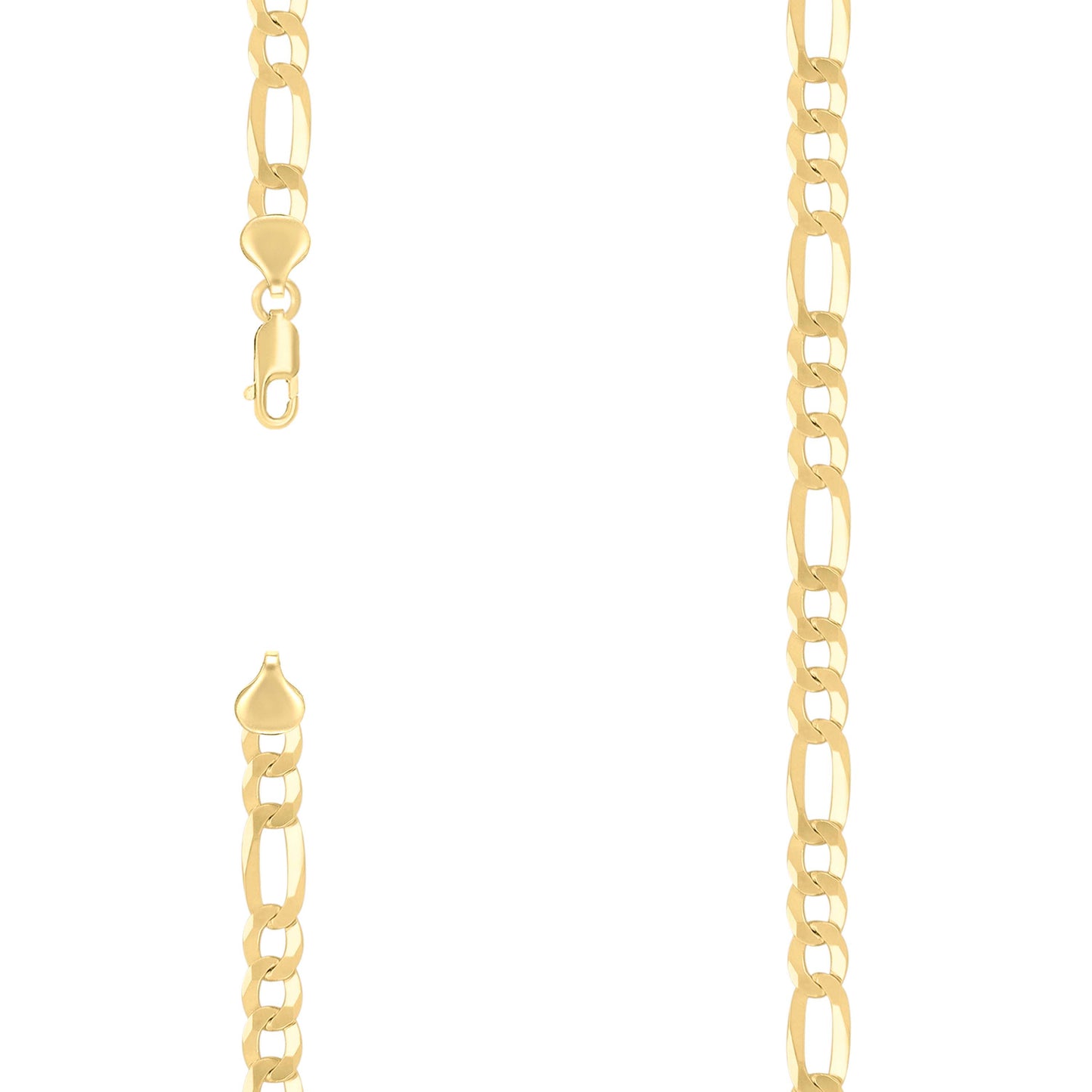 Sterling Silver Yellow-Tone Super Flat Figaro Chain