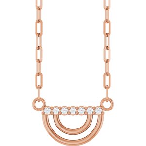 14K Rose Gold Round 1.2Mm G-H I1 .05 Ctw Natural Diamond Arch Necklace, Length: 18 In