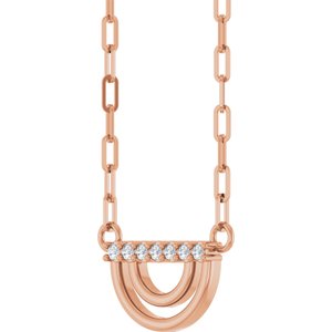 14K Rose Gold Round 1.2Mm G-H I1 .05 Ctw Natural Diamond Arch Necklace, Length: 18 In