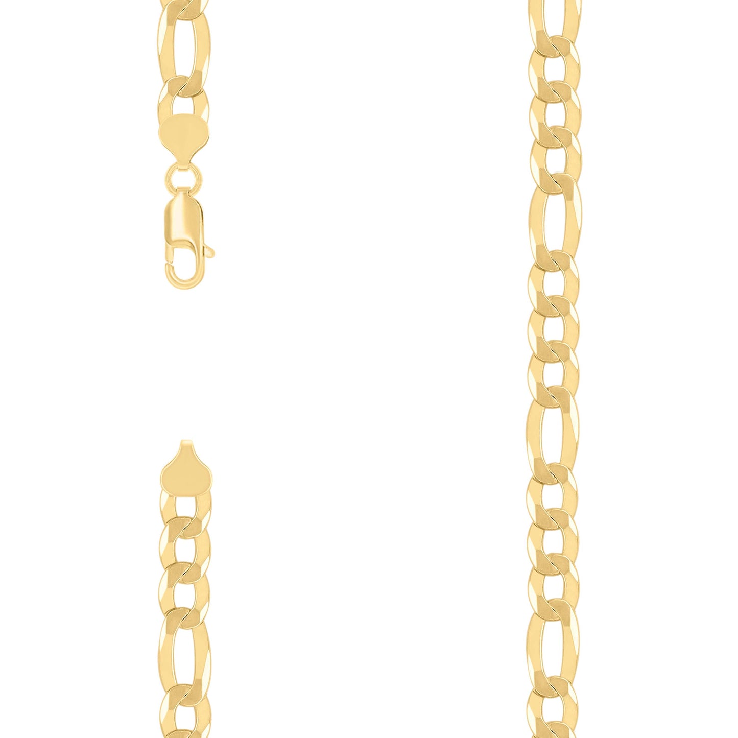 Sterling Silver Yellow-Tone Super Flat Figaro Chain