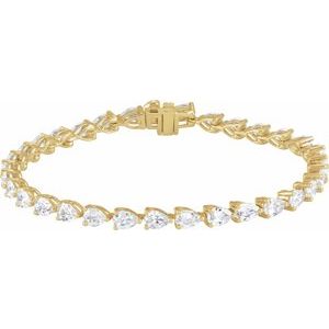 14K Yellow Gold Pear 4.7 X 3.3Mm G-H Si 6 1/2 Ctw Lab-Grown Diamond Line Bracelet, Length: 7 In