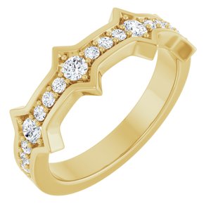 14K Yellow Gold Round 2.5 Mm 3/8 Ctw Natural Diamond Anniversary Band Size 7