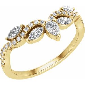 14K Yellow Gold Pear 3.8 X 2.5 Mm 1/2 Ctw Lab-Grown Diamond Contour Band Size 7