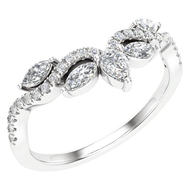 14K White Gold Pear 3.8 X 2.5 Mm Polished 1/2 Ctw Lab-Grown Diamond Contour Band, Size 7