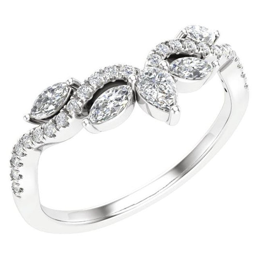 14K White Gold Pear 3.8 X 2.5 Mm Polished 1/2 Ctw Lab-Grown Diamond Contour Band, Size 7