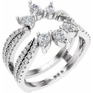 14K White Gold Lab-Grown Diamond Pear 4.3 X 2.8 Mm Lab-Grown Diamond Polished 1 1/8 Ctw Lab-Grown Diamond Ring Guard Size 7