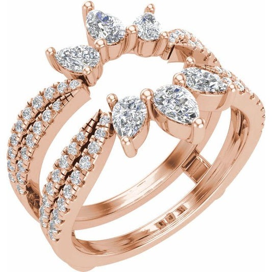 14K Rose Gold Pear 4.3 X 2.8 Mm Polished 1 1/8 Ctw Lab-Grown Diamond Ring Guard, Size 7