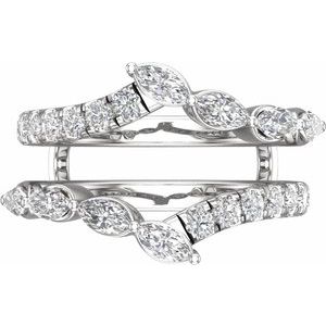 14K White Gold Lab-Grown Diamond Marquise 4.7 X 2.4 Mm Lab-Grown Diamond Polished 1 1/2 Ctw Lab-Grown Diamond Ring Guard Size 7