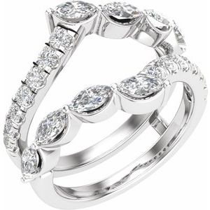 14K White Gold Lab-Grown Diamond Marquise 4.7 X 2.4 Mm Lab-Grown Diamond Polished 1 1/2 Ctw Lab-Grown Diamond Ring Guard Size 7