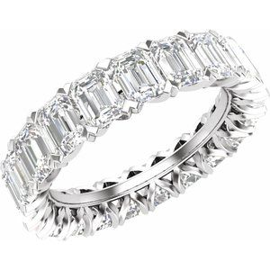 14K White Gold Emerald 4.5 X 3.1 Mm G-H Vs 5 1/3 Ctw Lab-Grown Diamond Eternity Band Size 6.5