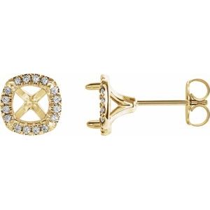 14K Yellow Gold Square 3.5 X 3.5 Mm 1/10 Ctw Lab-Grown Diamond Semi-Set French-Set Earrings