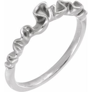 Sterling Silver Bead Blast/Polished 5.35 Mm Polished Freeform Ribbon Stackable Ring Size 7