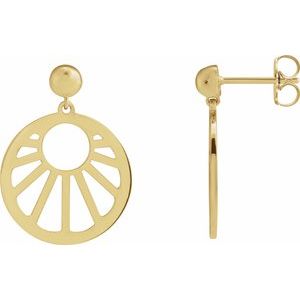 14K Yellow Gold 16.3 X 15 Mm Pair Friction Backs Polished Geometric Earrings