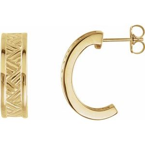 10K Yellow Gold 19.5 X 6 Mm Pair Friction Backs Included Polished J-Hoop Earrings