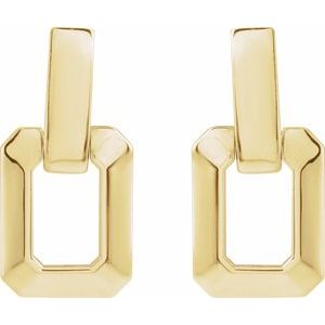 14K Yellow Gold 13 X 10 Mm Pair Friction Backs Polished Geometric Drop Earrings