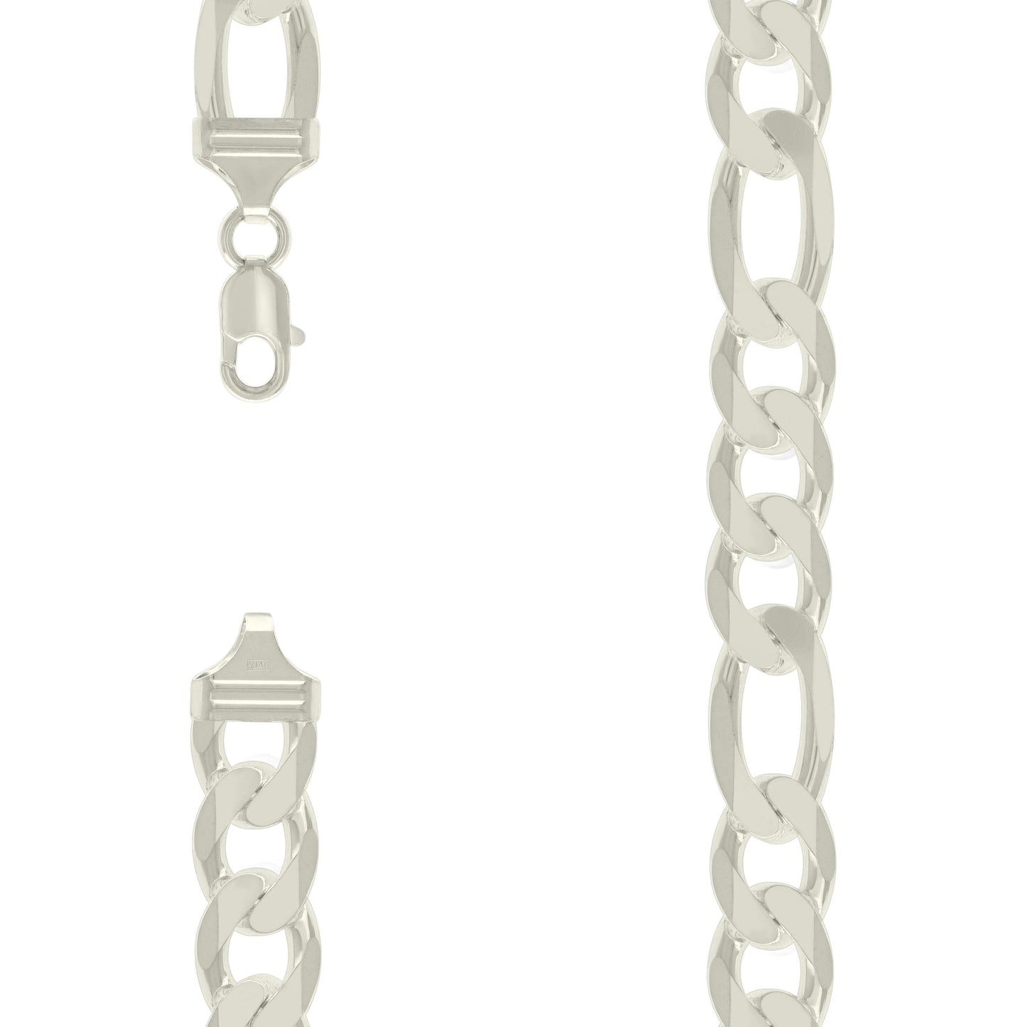 Sterling Silver Solid Classic Figaro Silver Plated