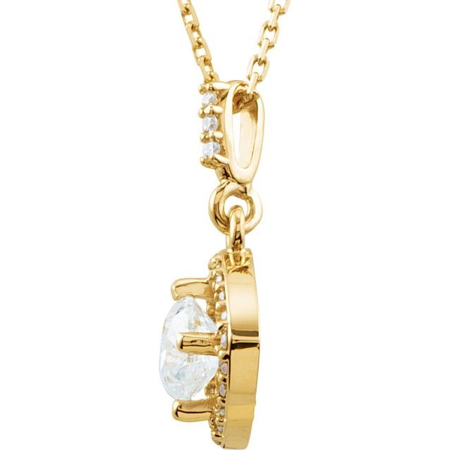 14K Yellow Gold Round  5Mm  I1, G-H 18 In Polished 1/2 Ctw Natural Diamond Halo-Style Necklace