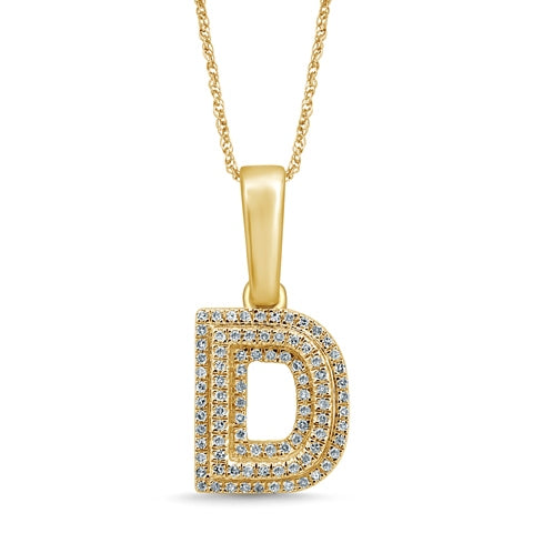 10K Two Tone Gold Diamond Micropave Initial Charm