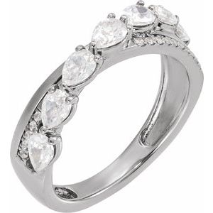 14K White Gold Pear 4 X 3 Mm Polished 1 1/8 Ctw Natural Diamond Ring Size 7
