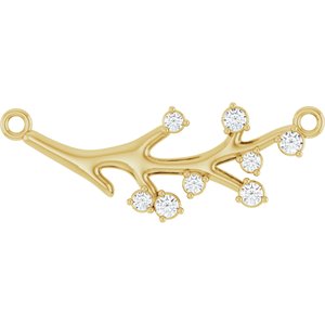 14K Yellow Gold Round G-H Si1-Si2 1/5 Ctw Lab-Grown Diamond Branch Necklace Center