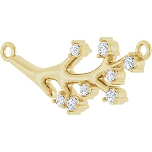 14K Yellow Gold Round G-H Si1-Si2 1/5 Ctw Lab-Grown Diamond Branch Necklace Center