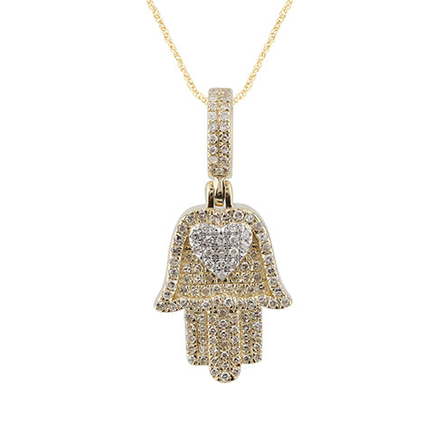 10K Two Tone Gold 0.24-0.26  Cttw Diamond "Hamsa Hand" Charm