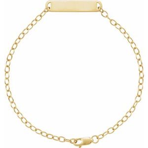 14K Yellow Gold 23.6 X 5 Mm 7 In Polished Engravable Bar Bracelet