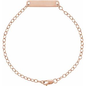 14K Rose Gold 23.6 X 5 Mm 7 In Polished Engravable Bar Bracelet