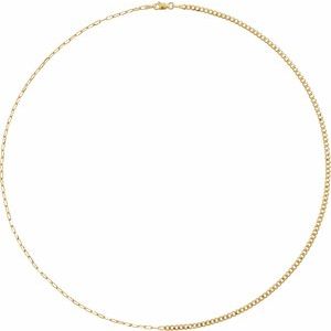 14K Yellow Gold Or Sterling Silver Lobster Clasp Curb And Paperclip-Style 50/50 Chain, Width: 2.7 Mm
