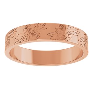14k Yellow Or White Or Rose Gold Floral Flat Band