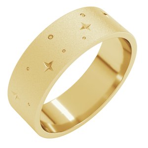 14K Yellow Gold 7 Mm Polished Star Band With Glass Blast Finish Size 7